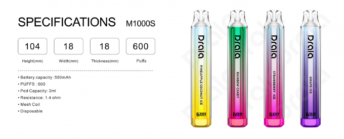 600 Hauche Wegwerf-Batterie E der Vape-Stock-Erdbeerwassermelonen-550mah Cig Vape 0